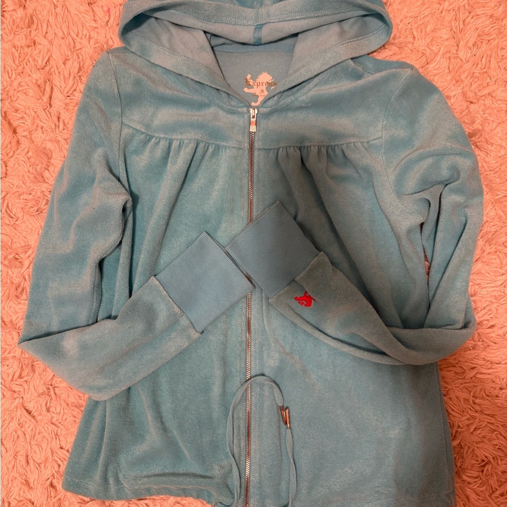 Velvet Blue Hooded Jacket